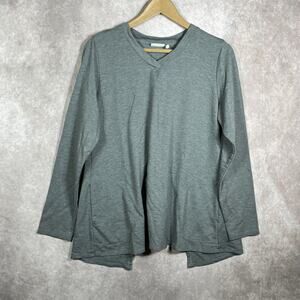 LOGO Lounge Tunic Top Womens Size Medium‎ Long Sleeves Split Back Casual V-Neck